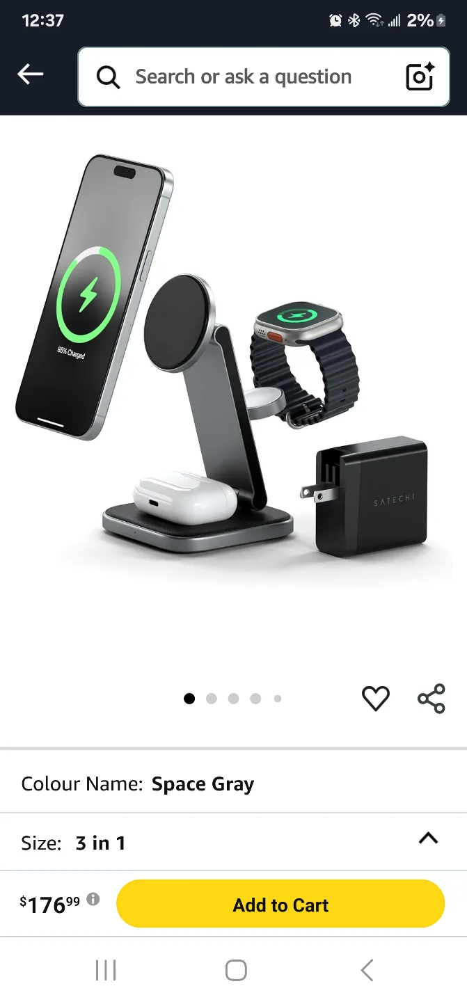 Satechi 3-in-1 Wireless Charger - Space Gray thumbnail