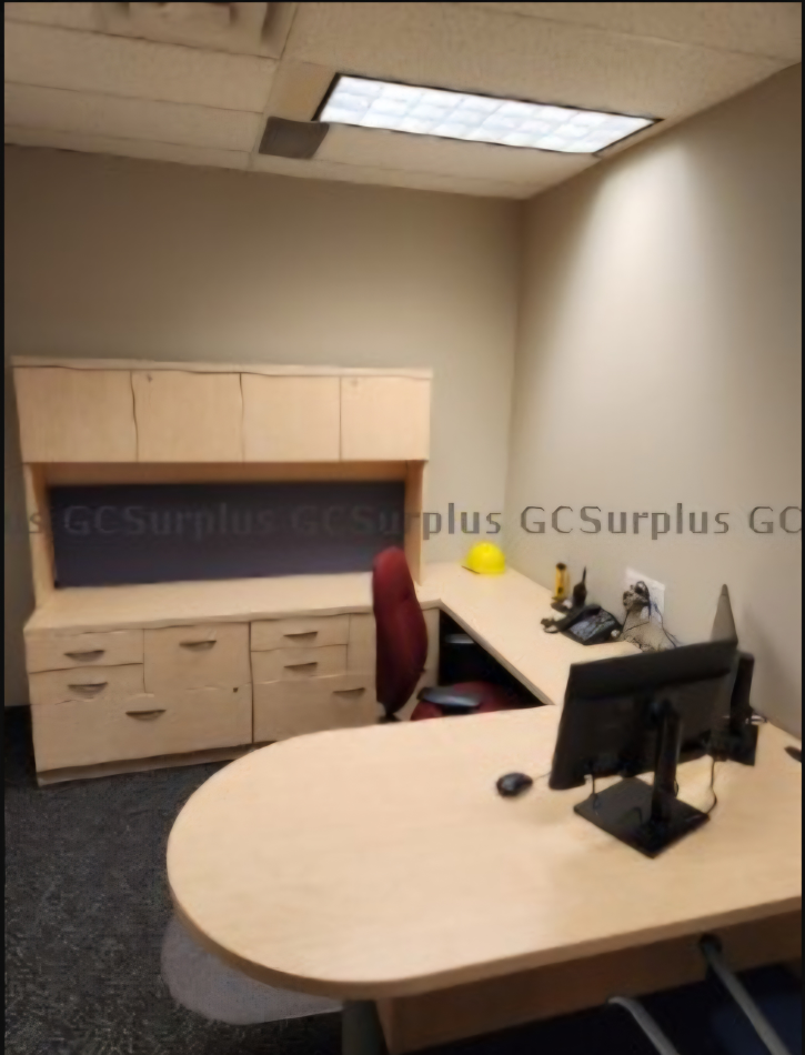 Office Furniture Set: Desk, Hutch, Bookcase & File Cabinet