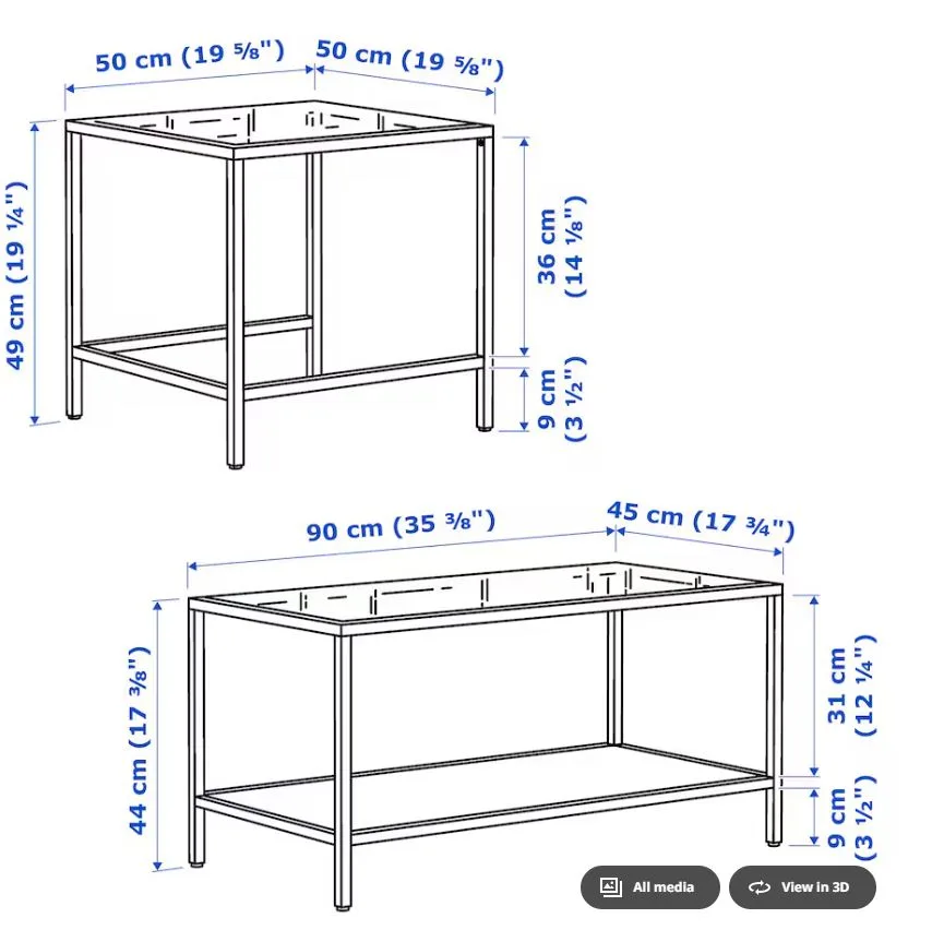 IKEA Nesting Coffee Tables - Glass Top & Black Metal Frame FREE image indicator(2)