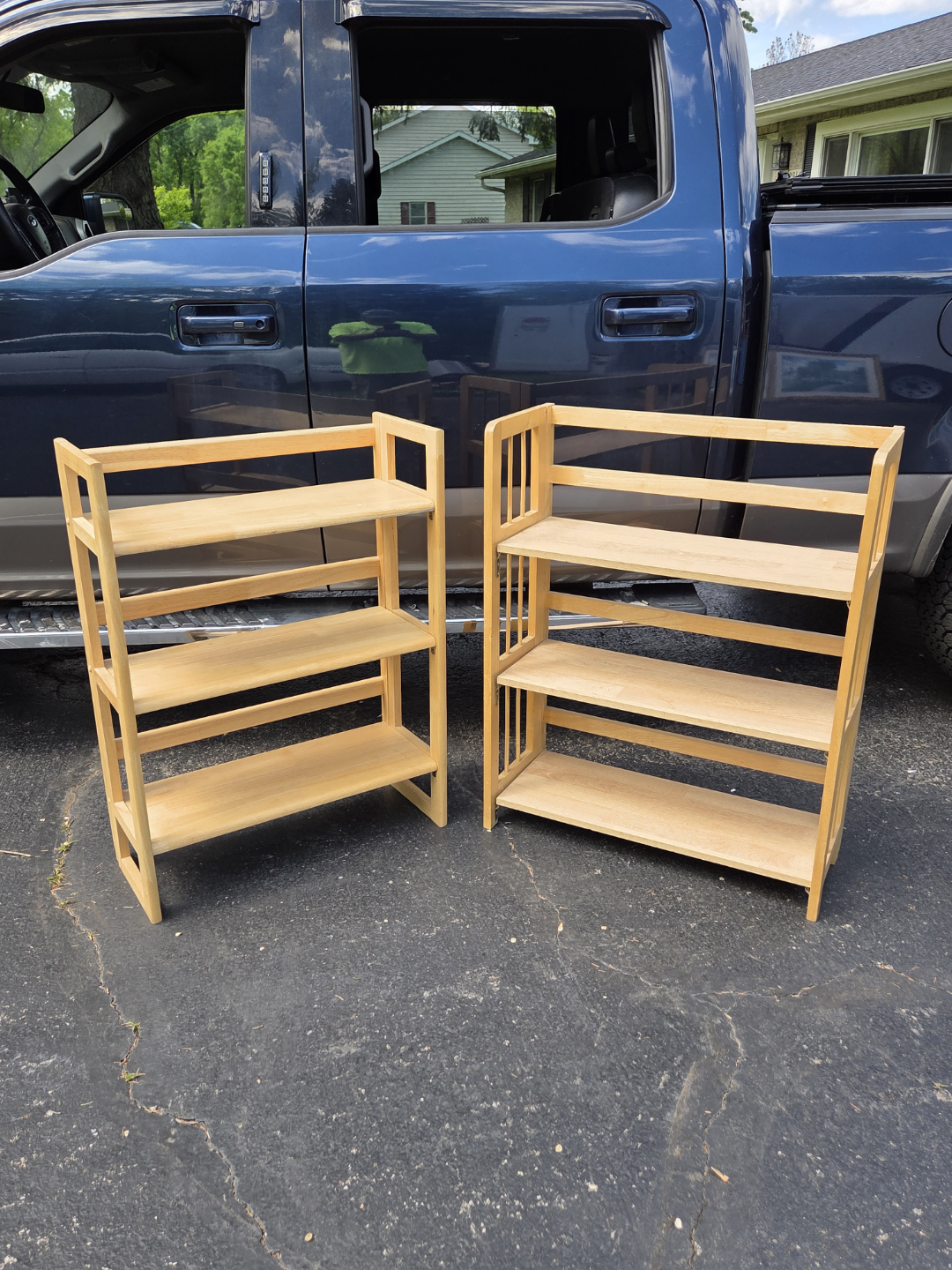 Two Wooden 3-Shelf Bookcases