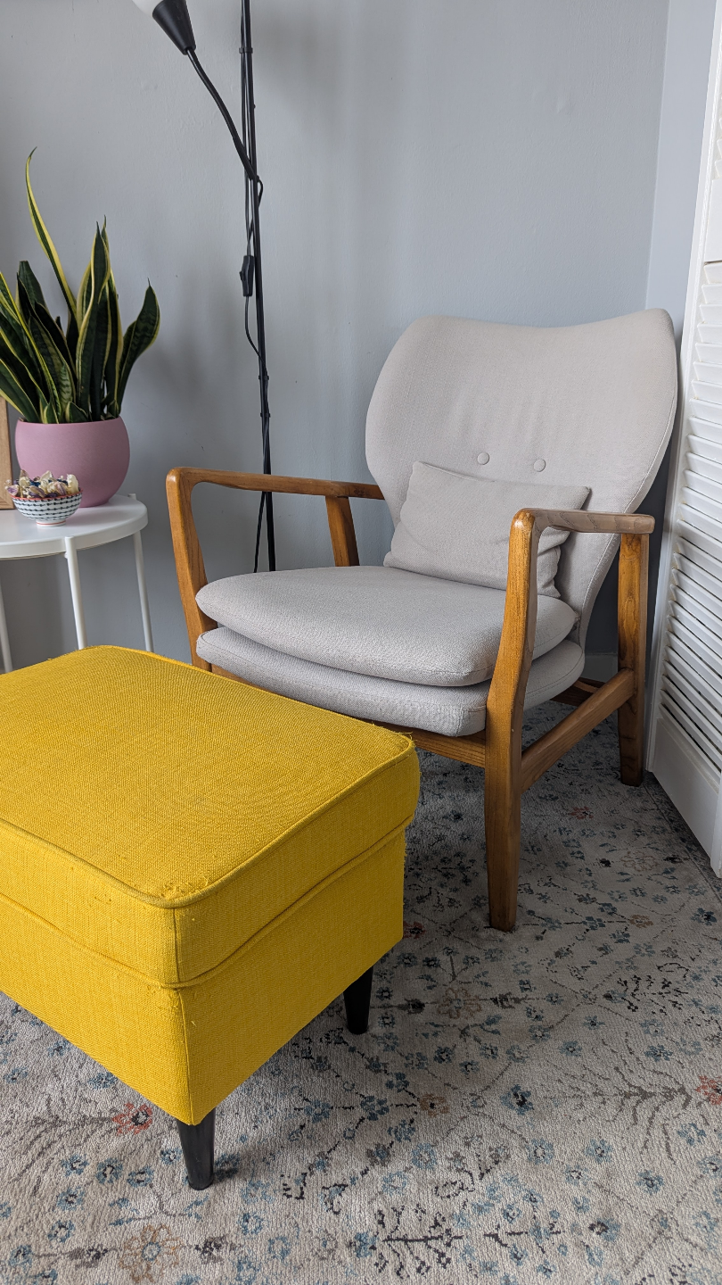 Structube Armchair and IKEA Footrest