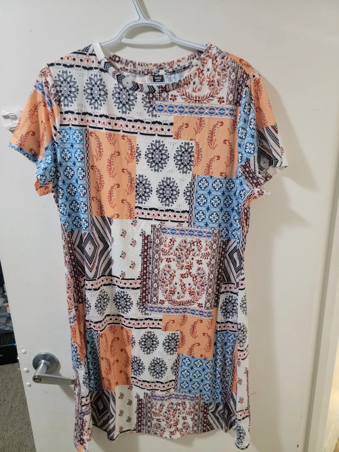 Shein patchwork print mini dress thumbnail