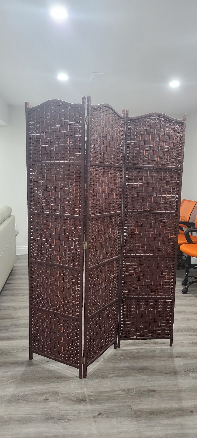 Three-Panel Wicker Room Divider - photo 2