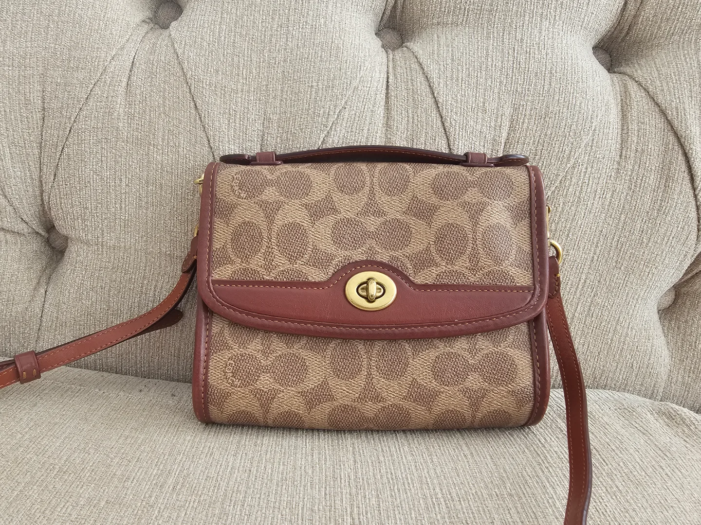 Coach Brown Signature Canvas and Leather Crossbody Bag thumbnail