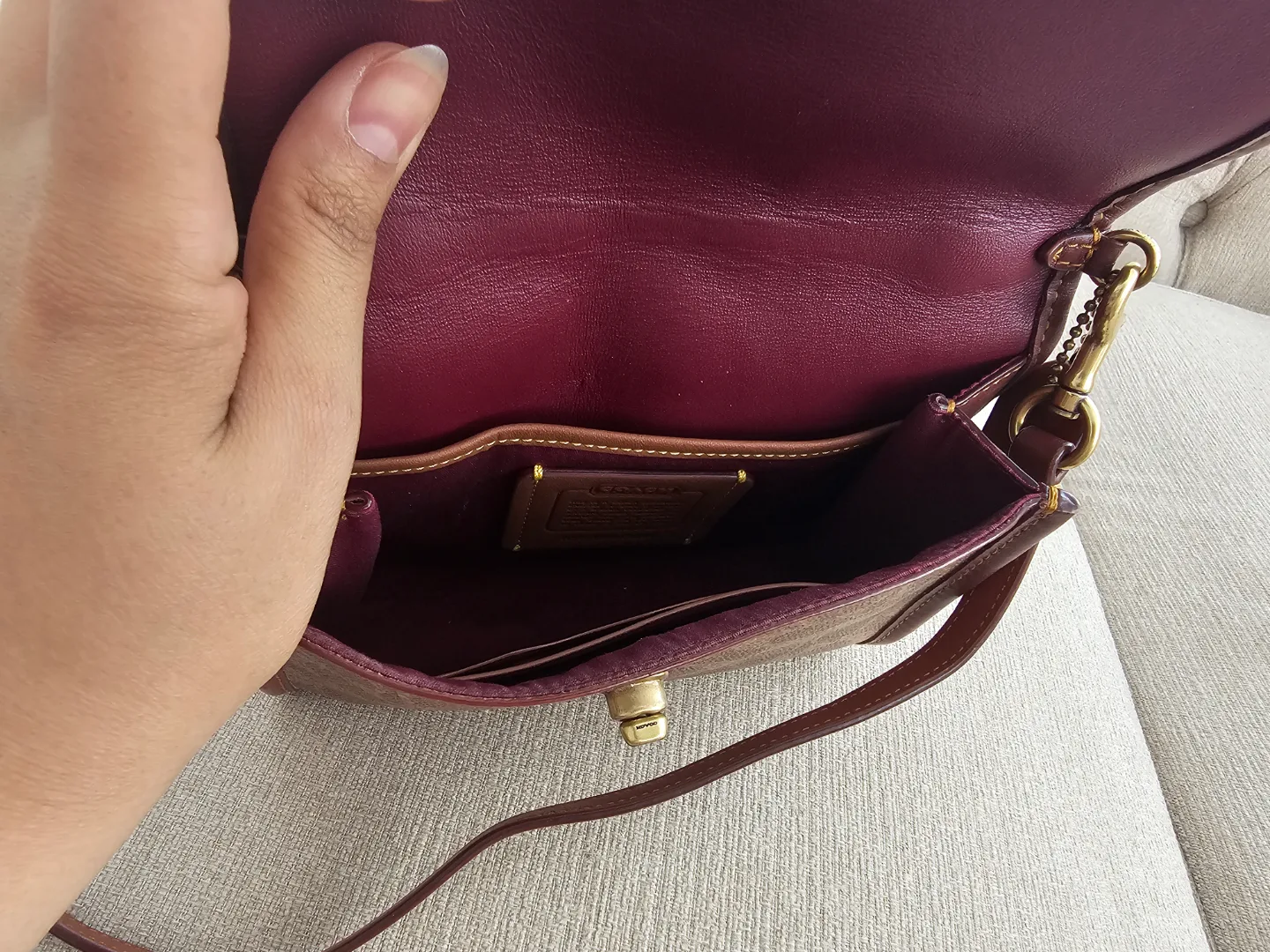 Coach Brown Signature Canvas and Leather Crossbody Bag image indicator(5)