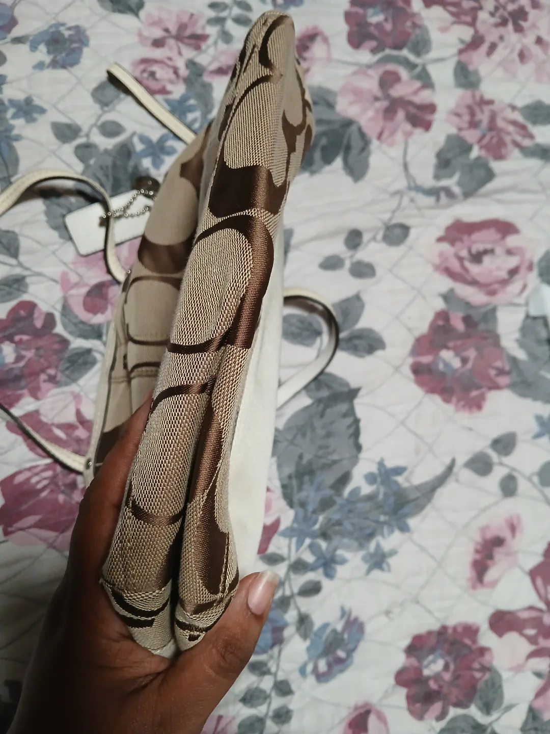 Coach handbag, Brown and off-white image indicator(3)