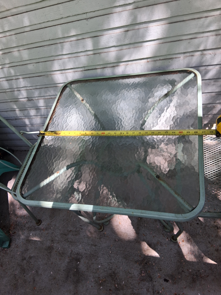 Vintage Metal Patio Set with Glass Top Table - photo 2