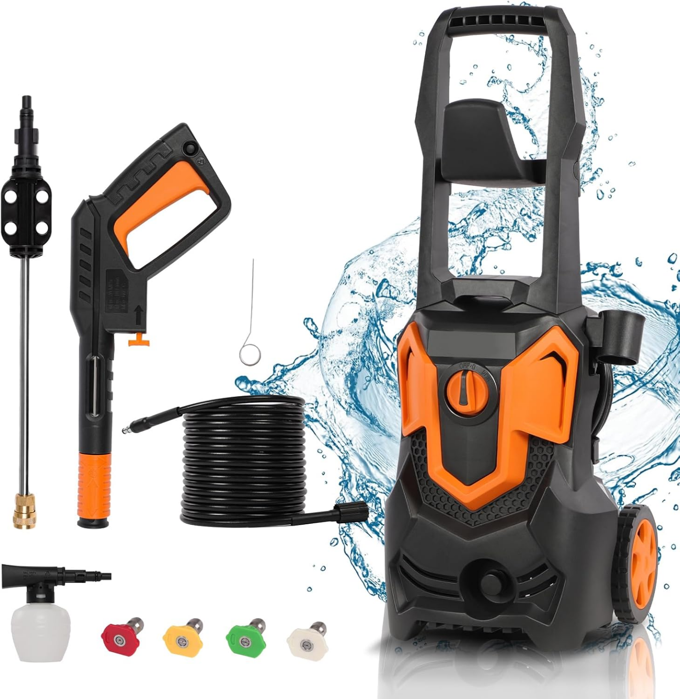 Electric Pressure Washer with Foam Cannon and Multiple Nozzles