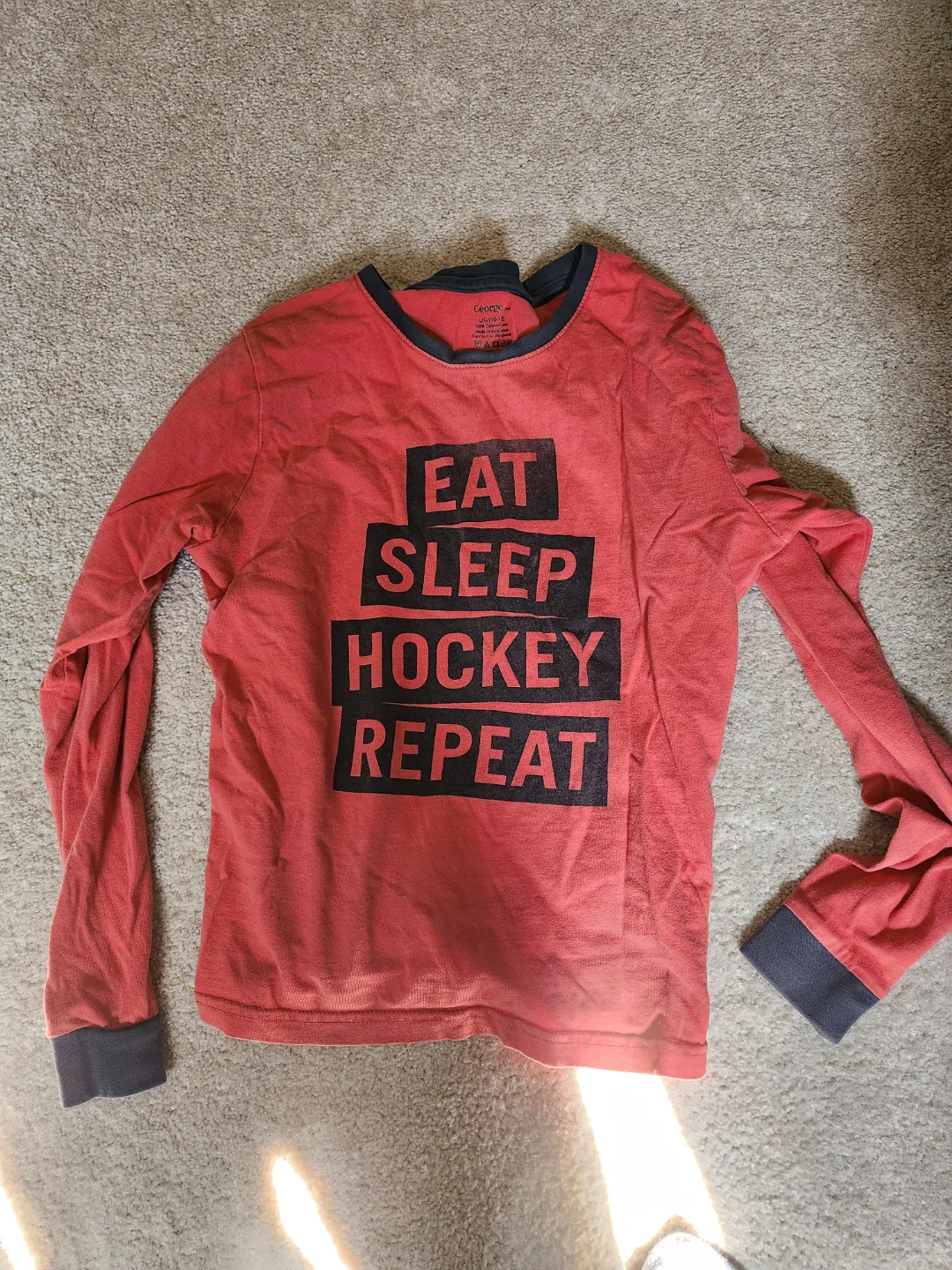 George Boys' Red Long-Sleeve T-Shirt - Eat Sleep Hockey Repeat thumbnail
