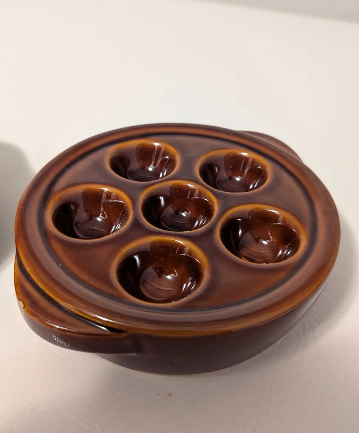 Set of Two Brown Ceramic Escargot Dishes image indicator(2)