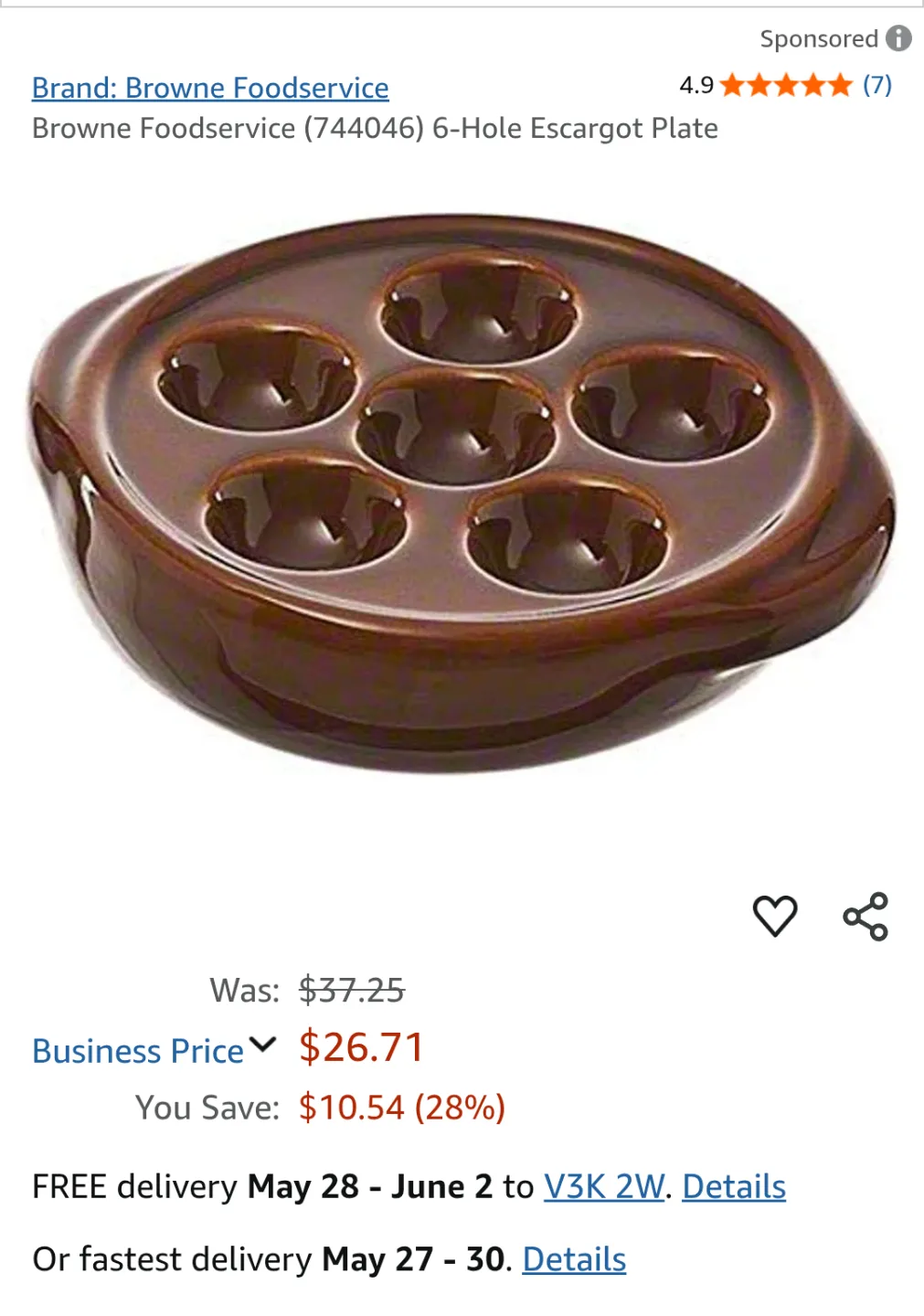 Set of Two Brown Ceramic Escargot Dishes image indicator(3)