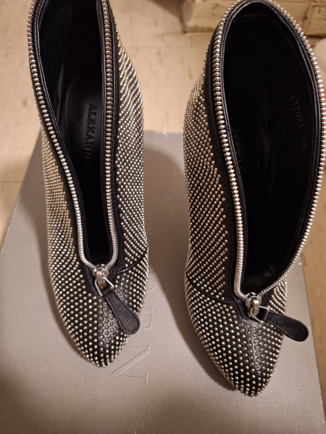 Alexander McQueen Black Studded Zip Boots - Size 38 - photo 4