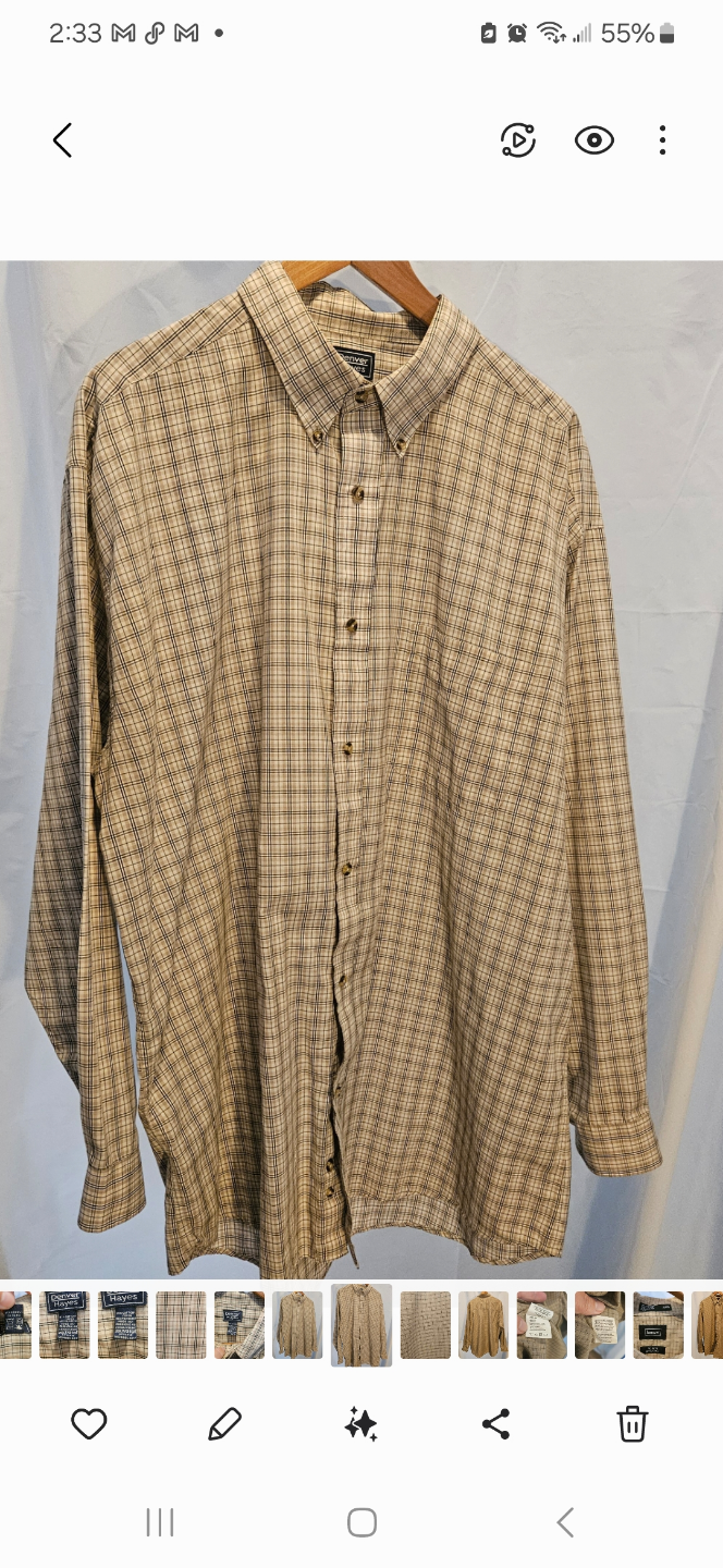 Denver Hayes Men’s Long Sleeve Button Down Size 2XL