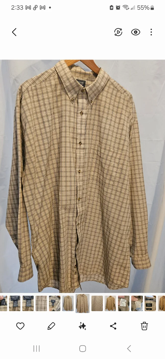 Denver Hayes Men’s Long Sleeve Button Down Size 2XL thumbnail