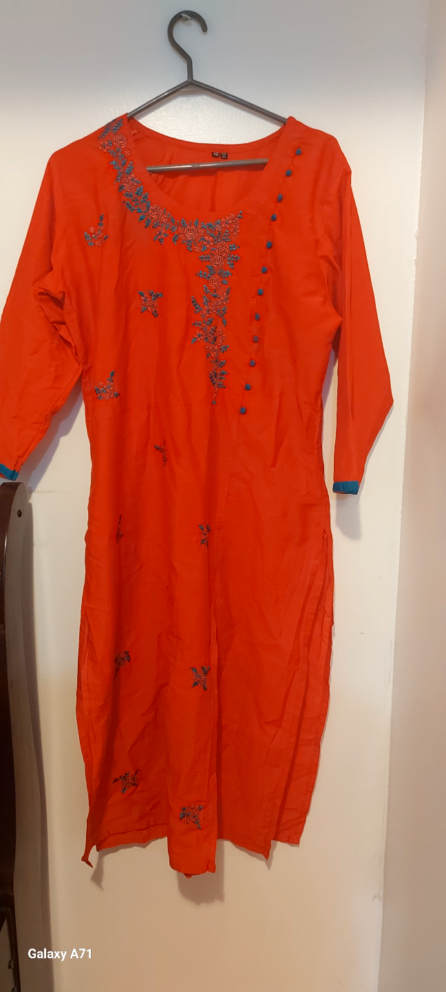 Embroidered Orange Dress