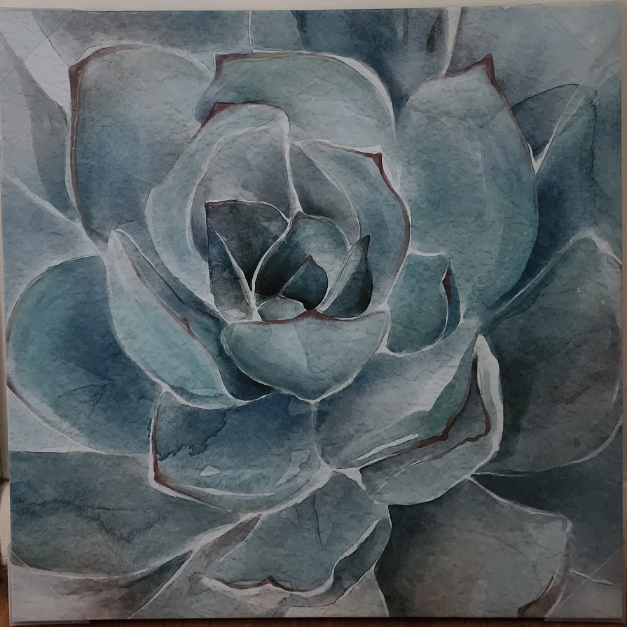 Teal Succulent Canvas Wall Art