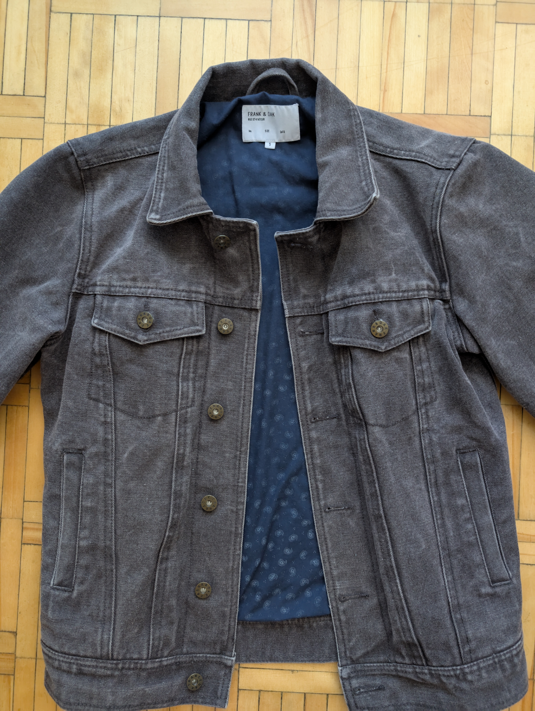 Frank & Oak Dark Grey Denim Jacket - Size Small
