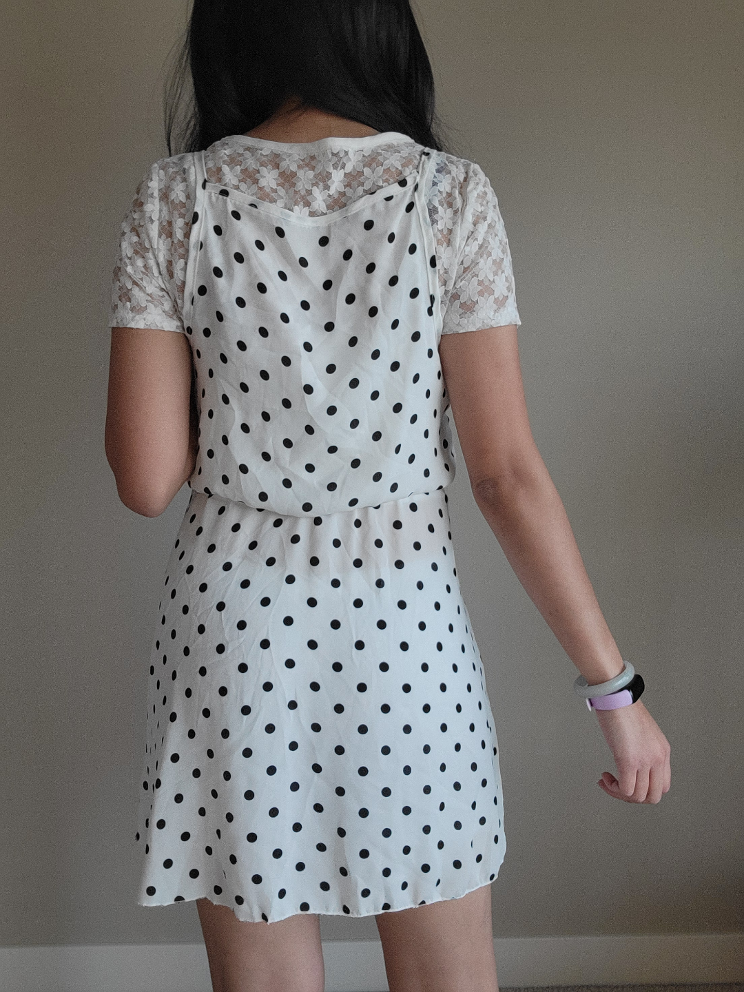 Black Polka Dot Dress with Lace underlay - photo 3