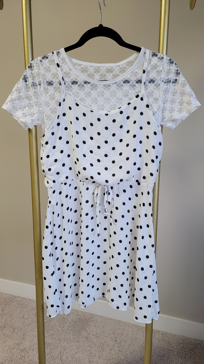 Black Polka Dot Dress with Lace underlay - photo 4