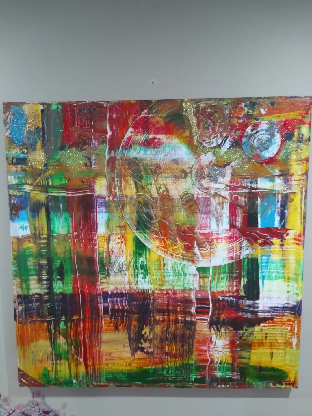 Abstract colourful painting on canvas thumbnail