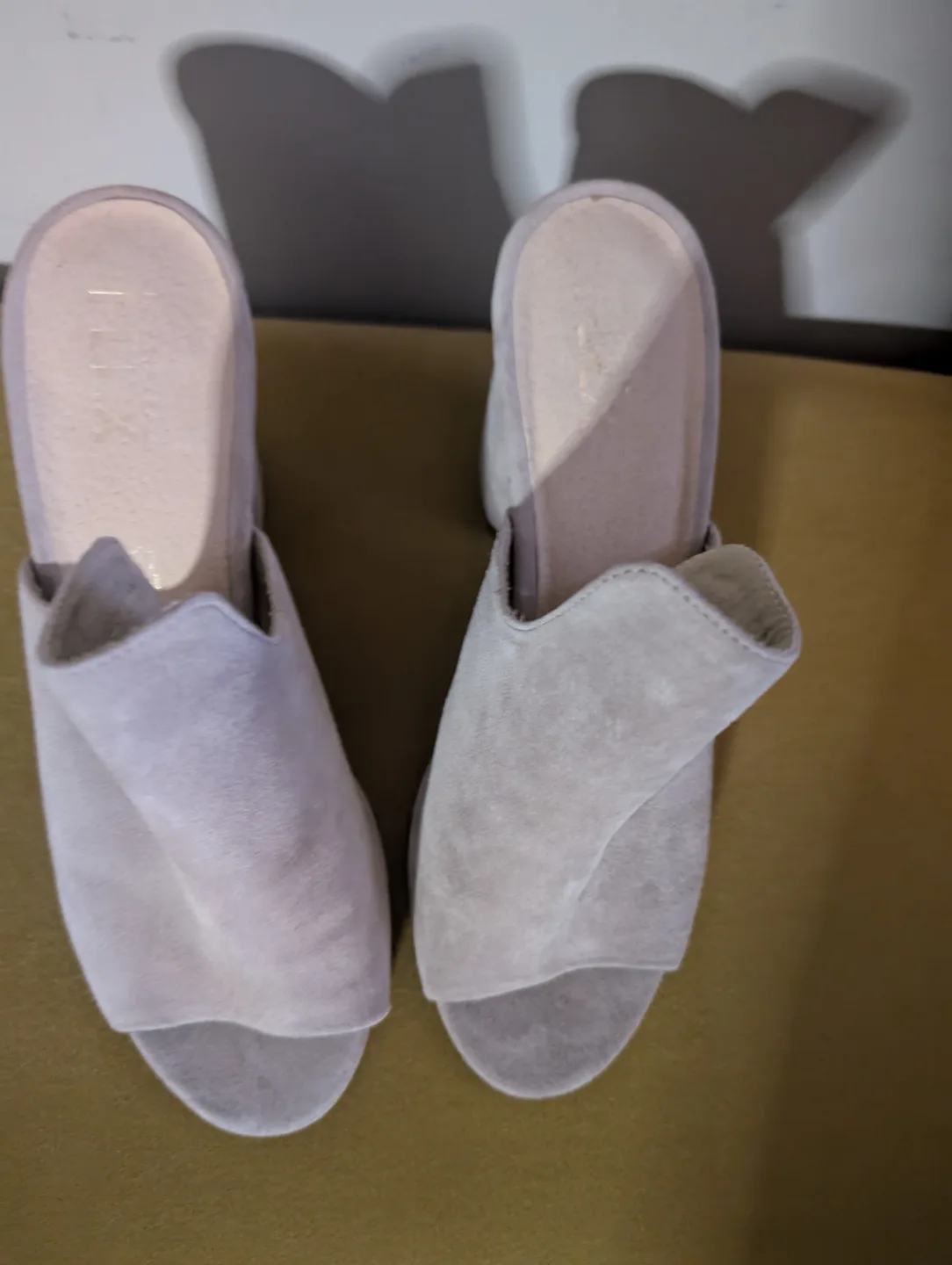 Women's Light Taupe Suede Block Heel Mules - Size 40 thumbnail