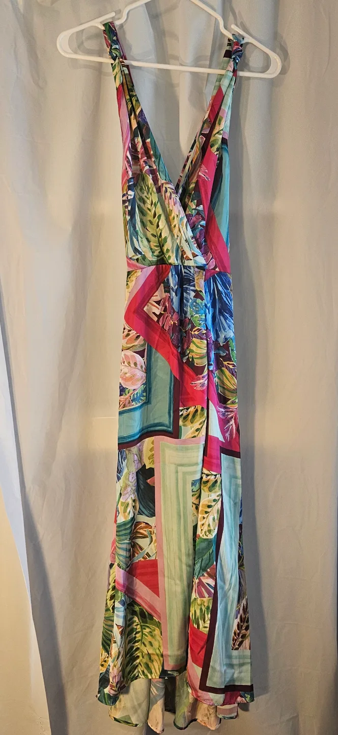 Zara Satin Floral Print XS Dress NWT thumbnail