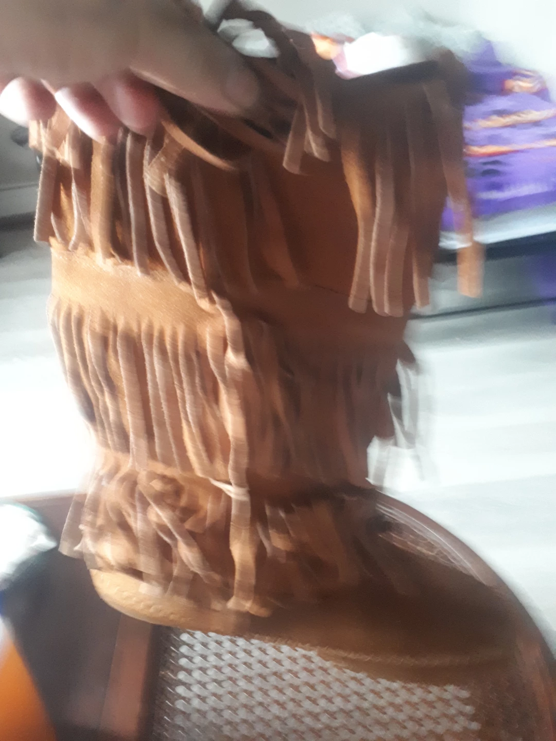 Brown Suede Fringe Boots