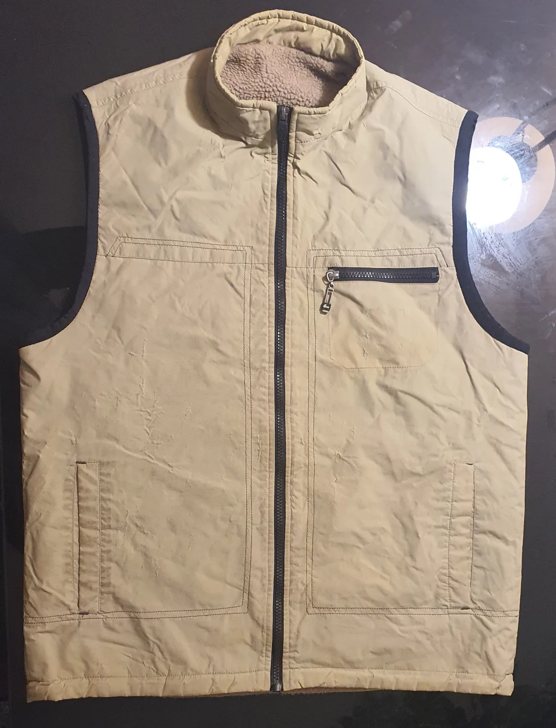 Men's Beige Fleece-Lined Vest thumbnail