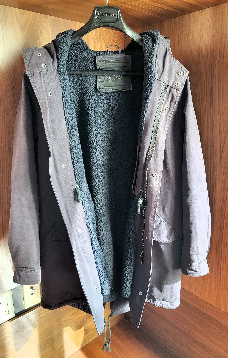 Men's Navy Blue Fleece Lined Fishtail Parka Jacket - M image indicator(2)