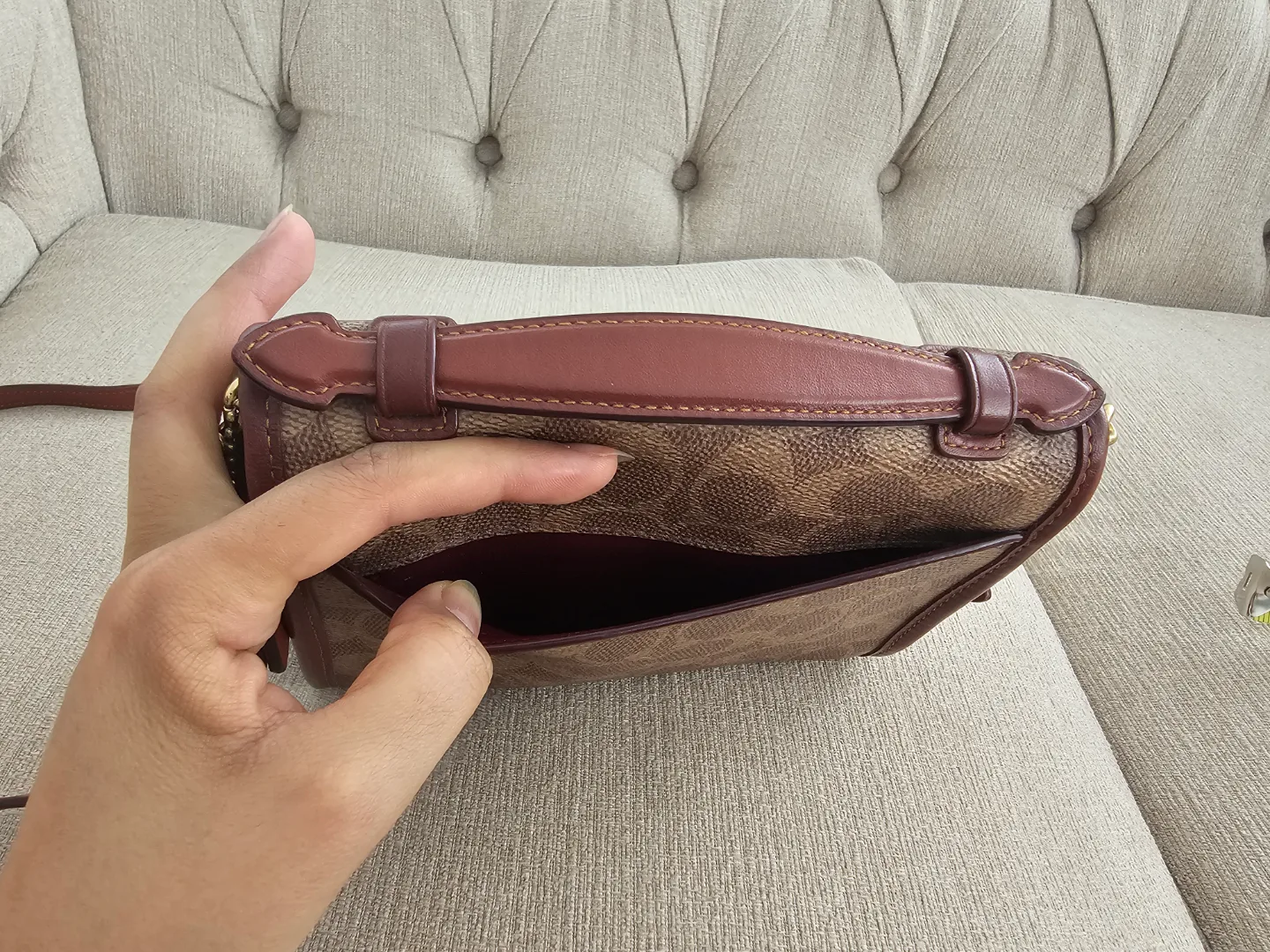 Coach Brown Signature Canvas and Leather Crossbody Bag image indicator(4)