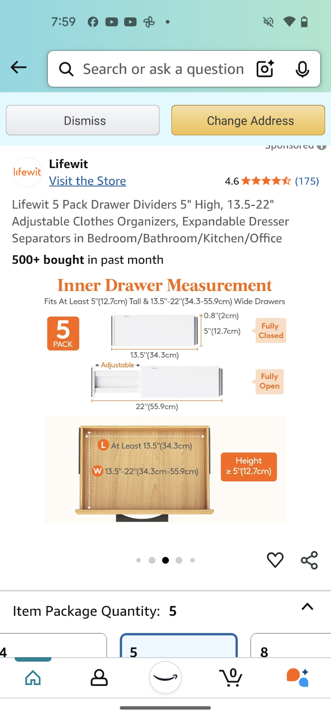 Lifewit 5 Pack Drawer Dividers - Adjustable Organizers - photo 2