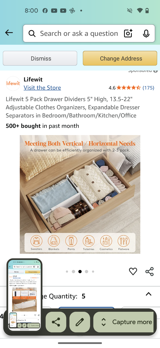 Lifewit 5 Pack Drawer Dividers - Adjustable Organizers - photo 4