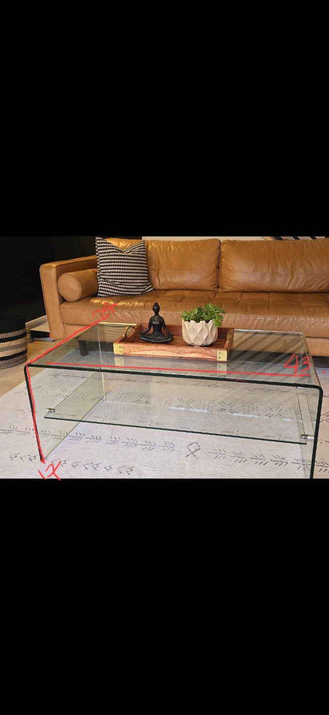 Modern Glass Coffee Table with Tempered Glass Top