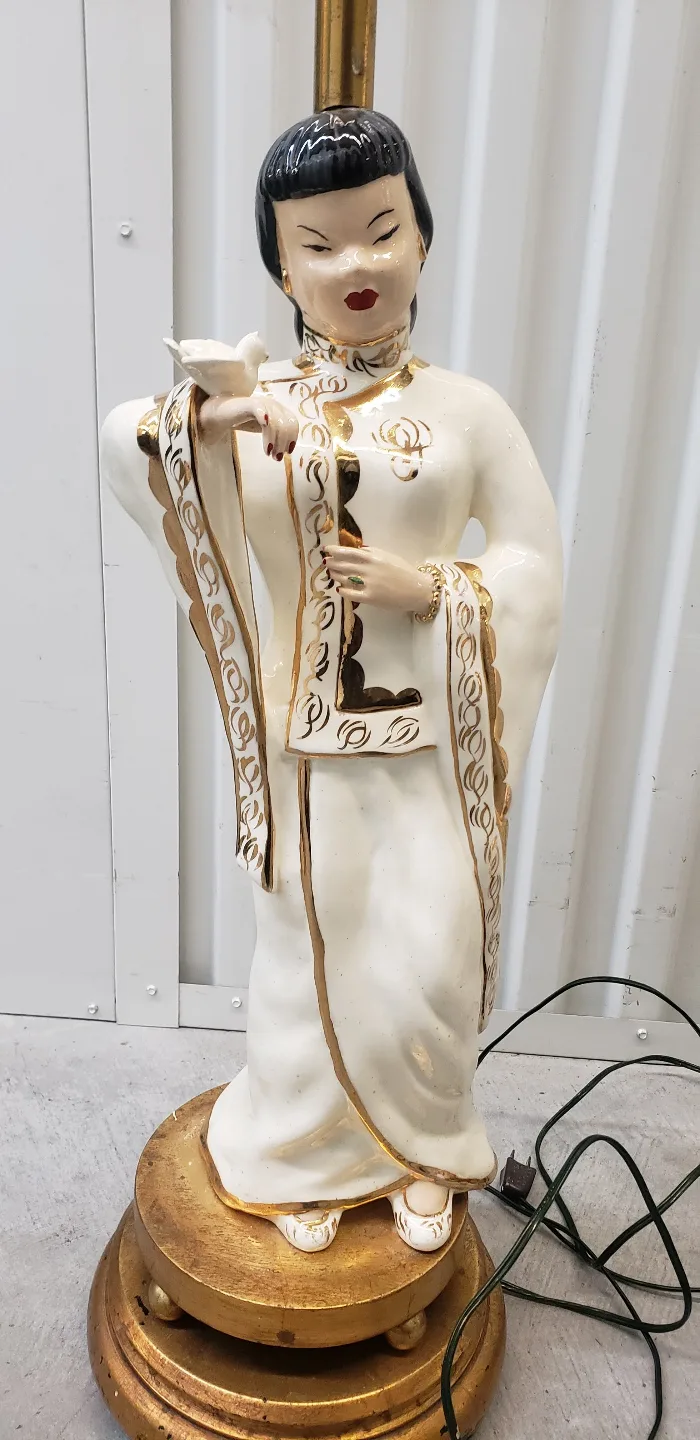 Pair of Vintage Asian Figurine Lamps image indicator(8)