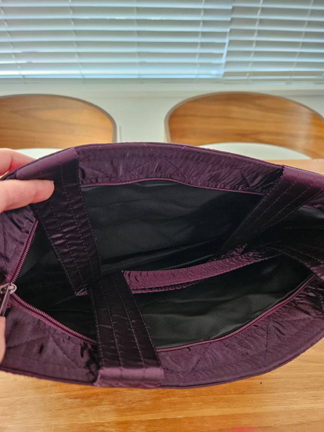 Purple Quilted Tote Bag with Bow image indicator(4)