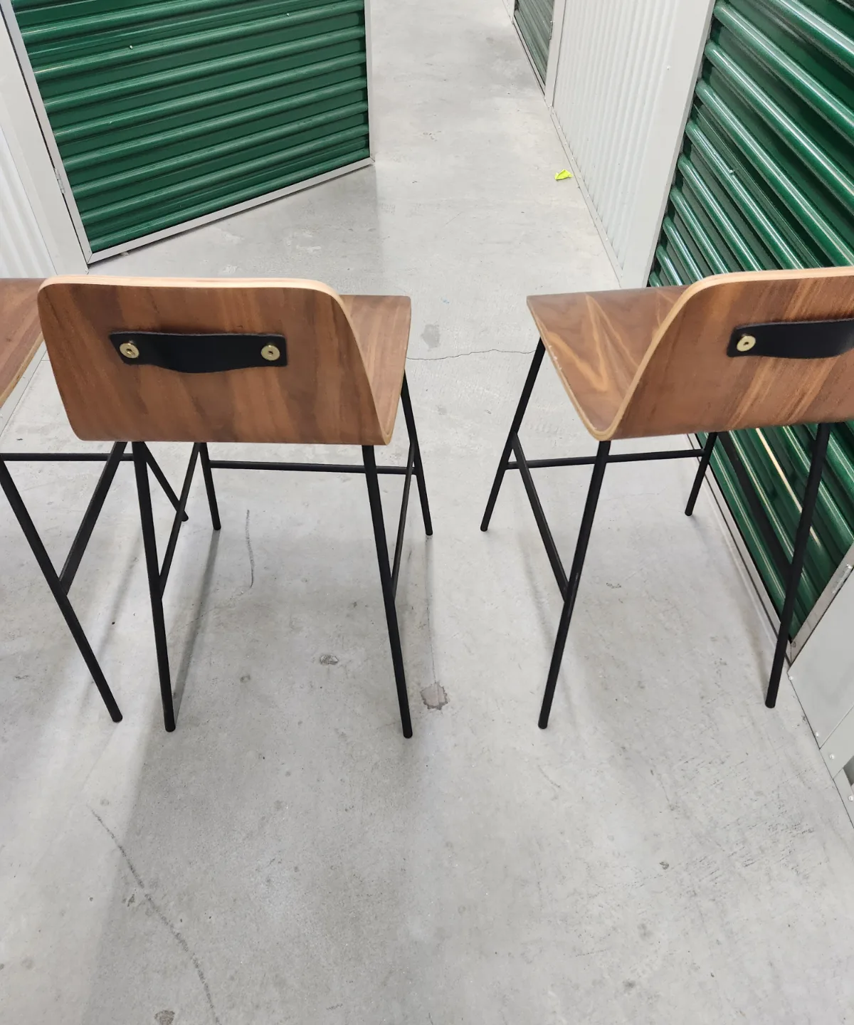 Set of Three Gus* Walnut Wood Bar Stools with Black Metal Legs image indicator(7)