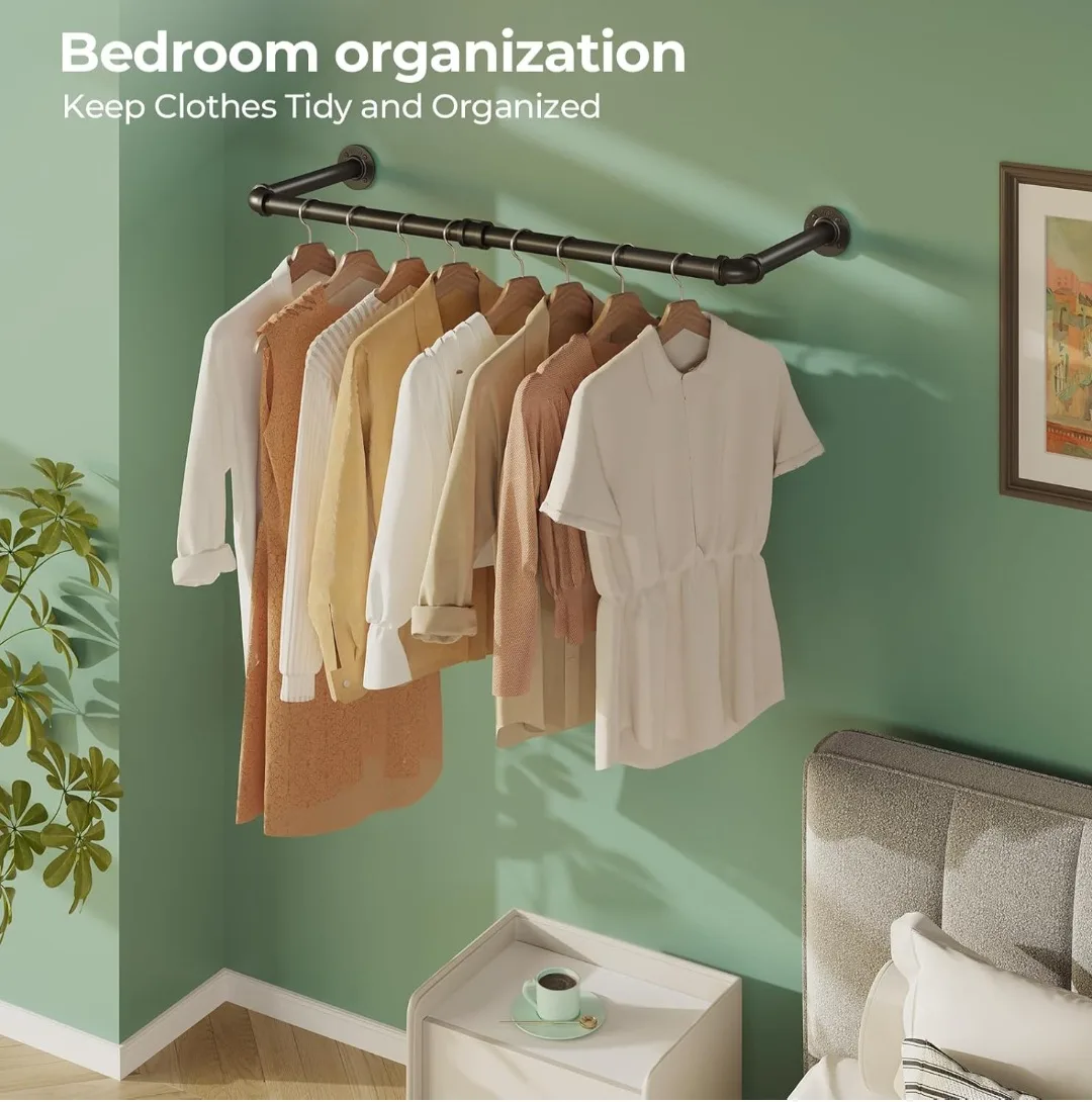 Wall Mounted Garment Rack, Black Industrial Pipe Style. image indicator(7)