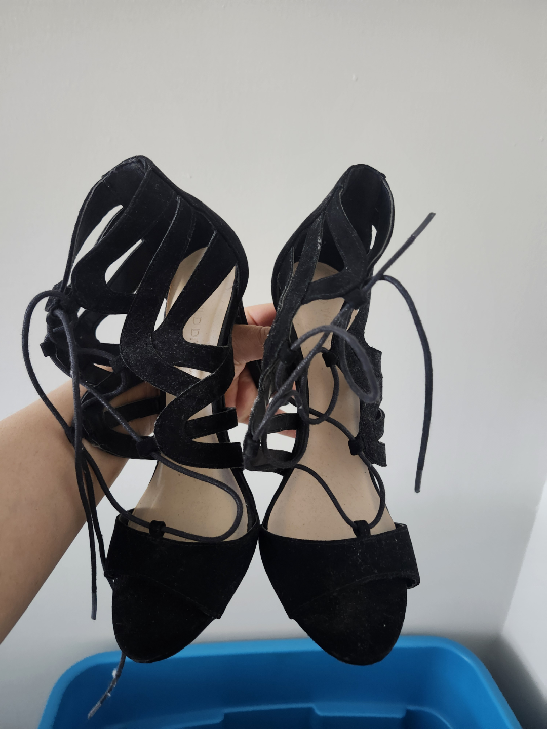 Black Suede Lace-Up Heels - photo 2