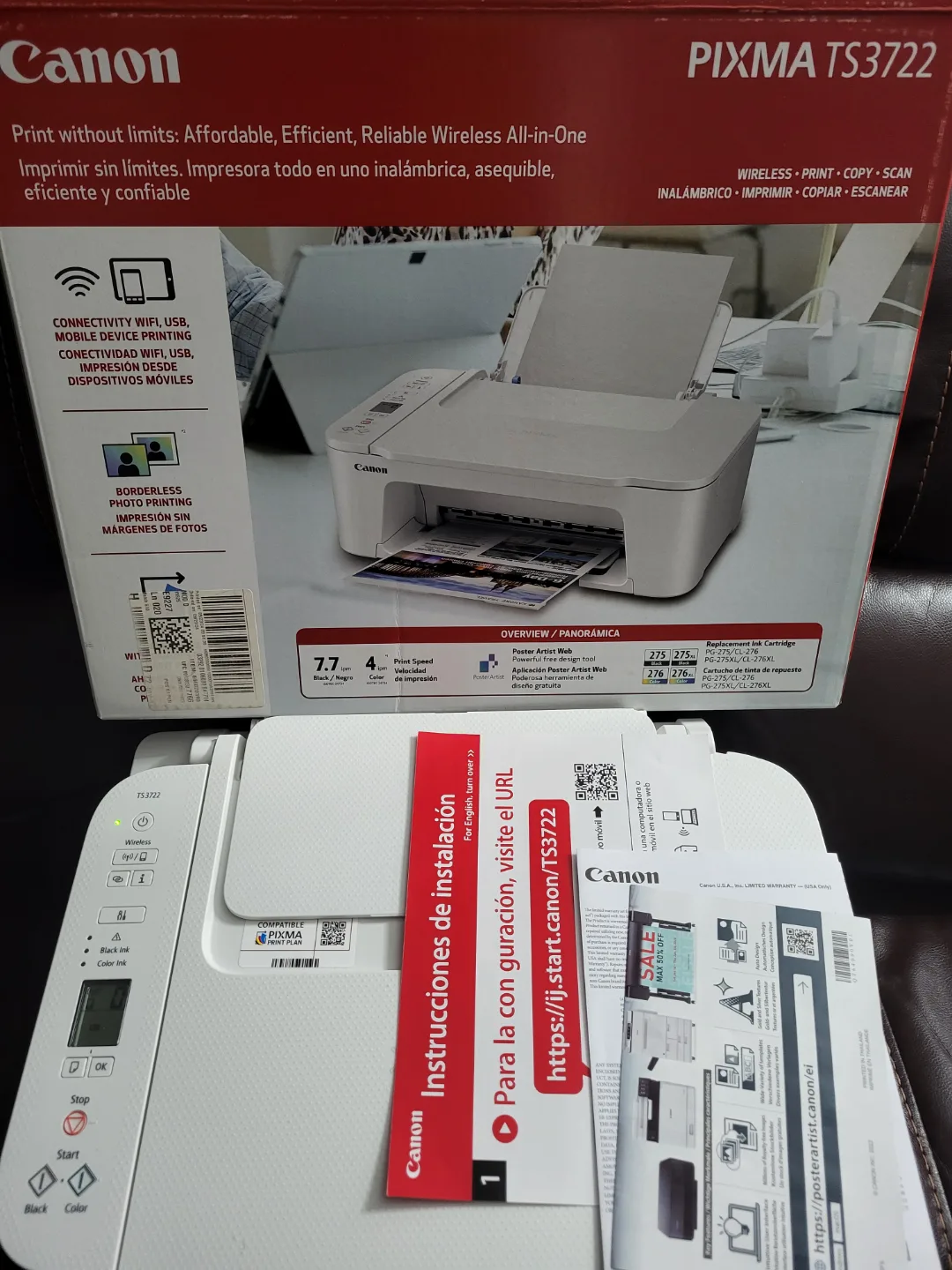 Canon PIXMA TS3722 Wireless All-in-One Printer thumbnail