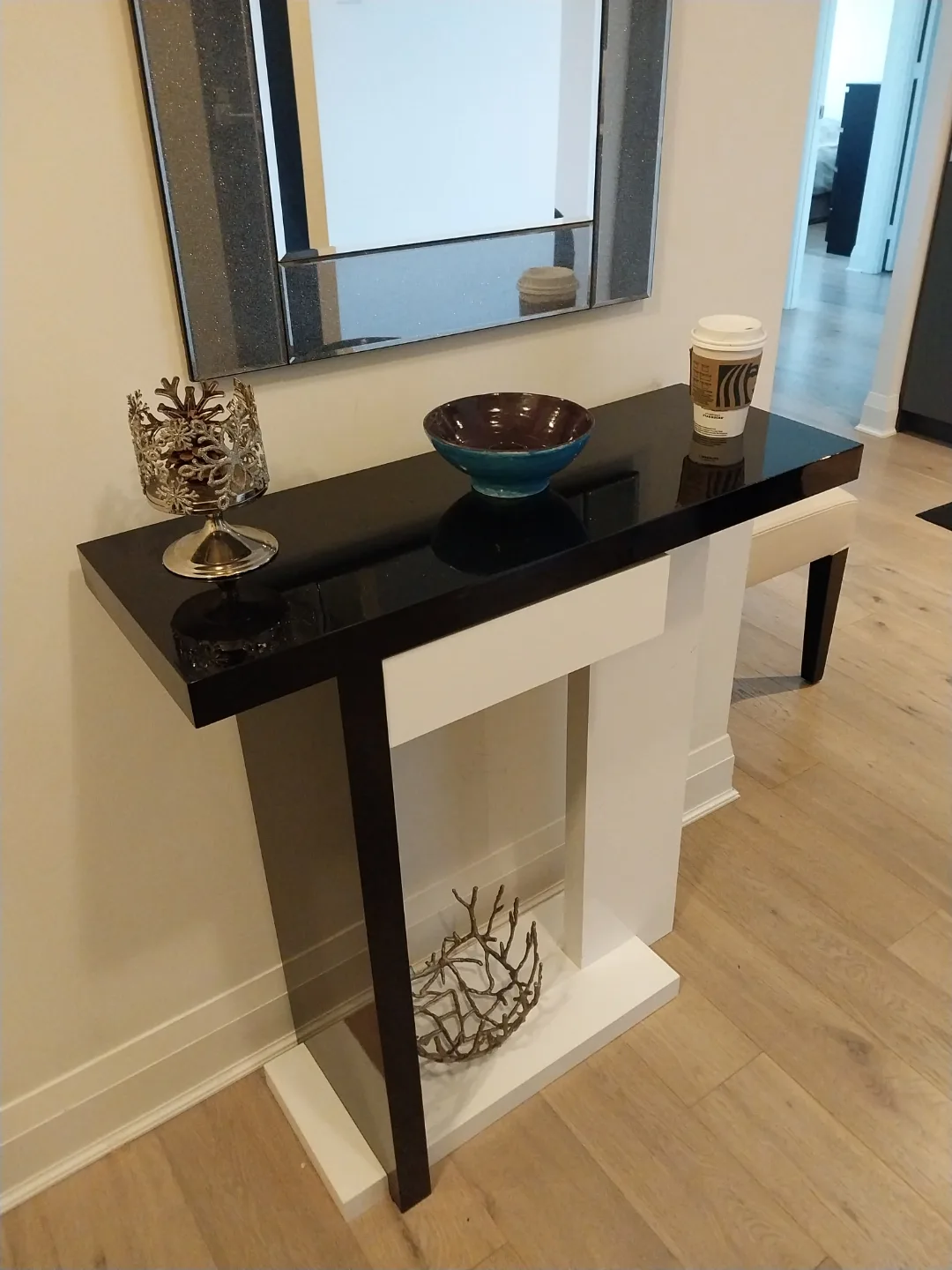 Modern Black and White Console Table image indicator(3)