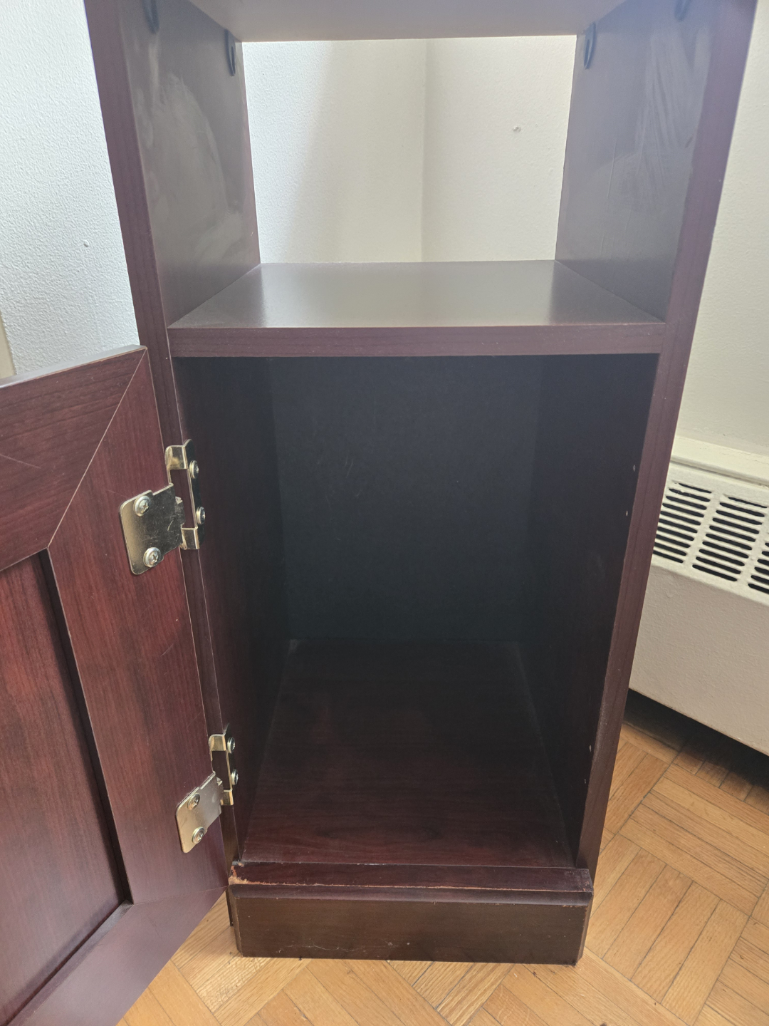 Wooden bedside table with door and open top shelf - photo 2