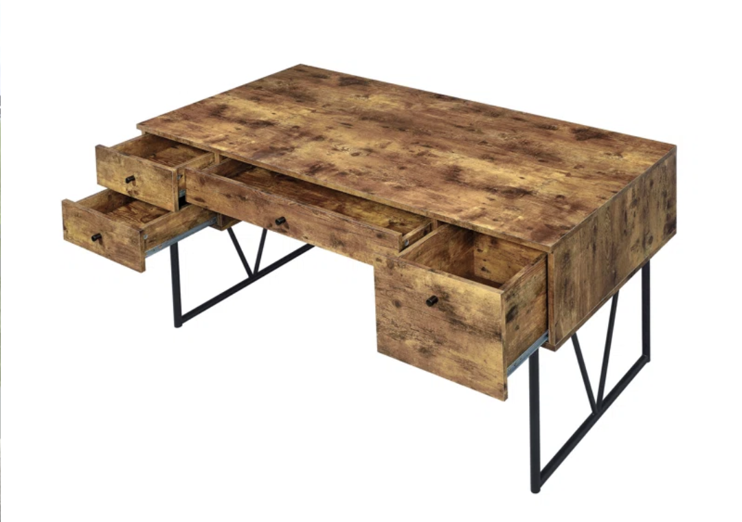 Large Wooden Desk with Drawers - photo 2