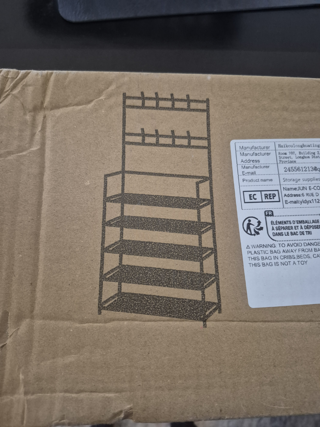 Metal 5-Tier Storage Rack with Hooks