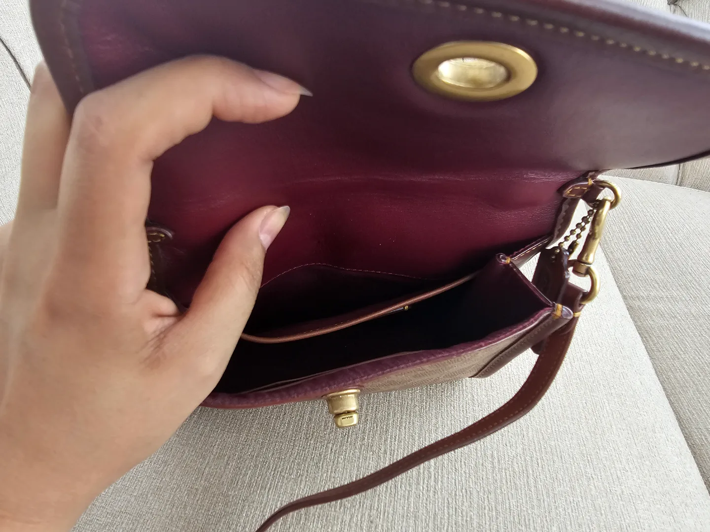 Coach Brown Signature Canvas and Leather Crossbody Bag image indicator(6)