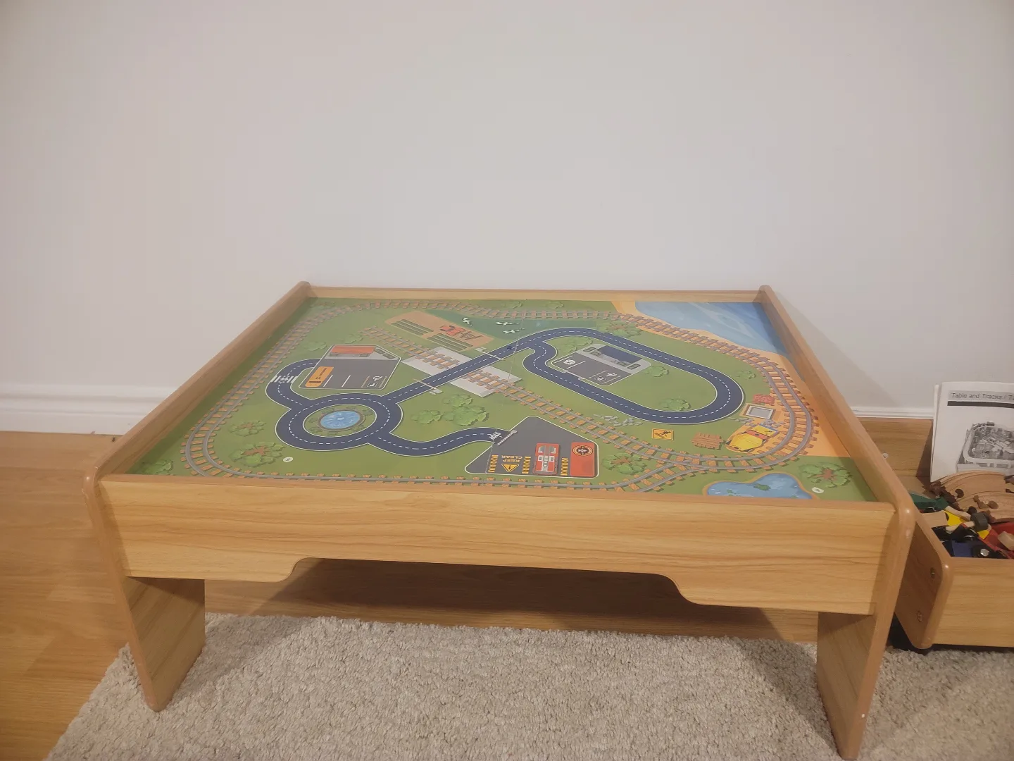 Wooden Train Table Set with Tracks, Accessories, and Storage thumbnail