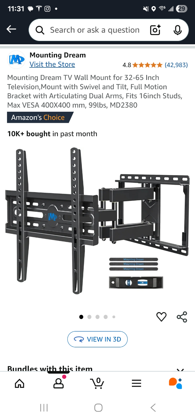 Mounting Dream TV Wall Mount for 32-65 inch TVs