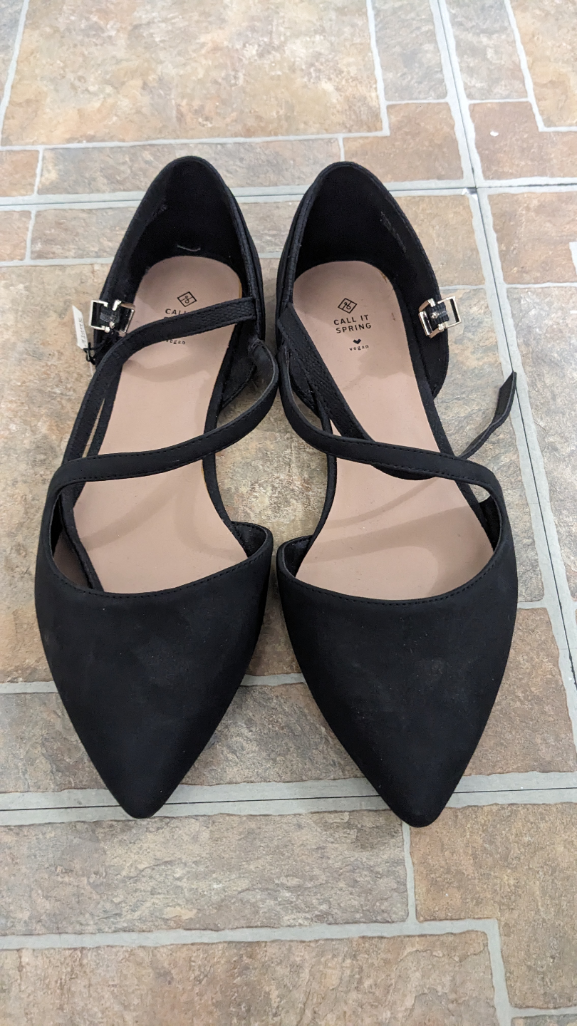 Call It Spring Women's Black Ankle Strap Flats
