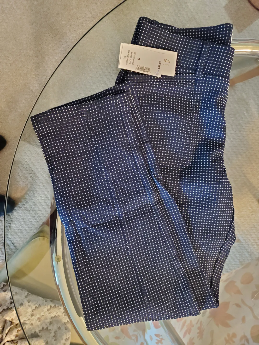 New IGIE Size Small stretched Navy Blue & White Dotted Pants thumbnail