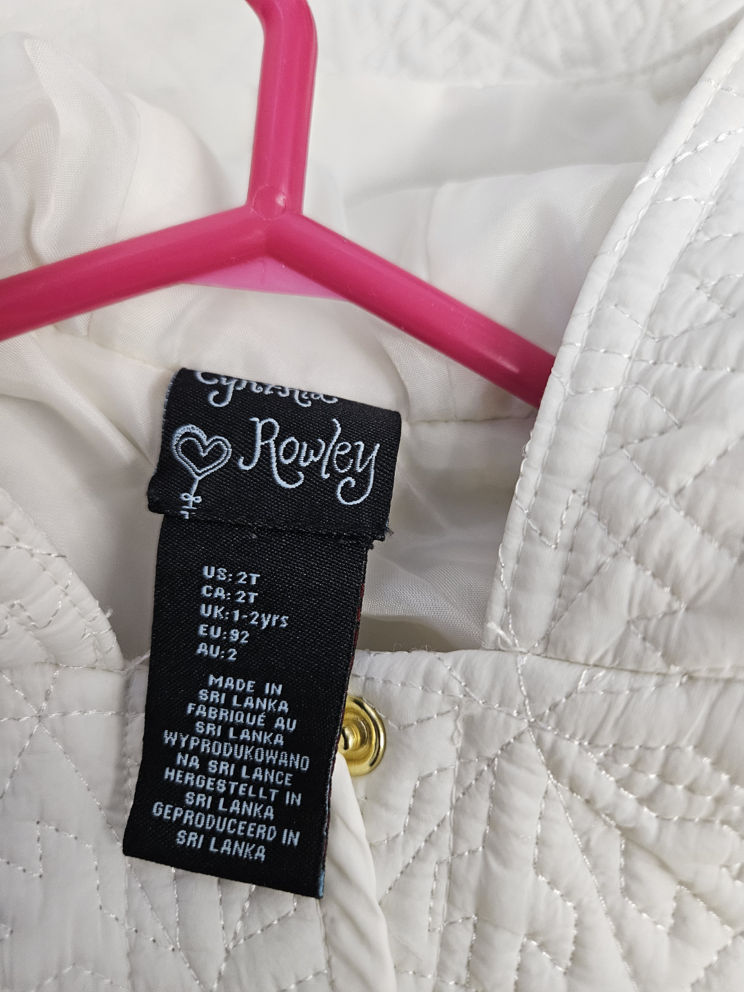 Girls' White Hooded Quilted Vest - Size 2T - photo 3