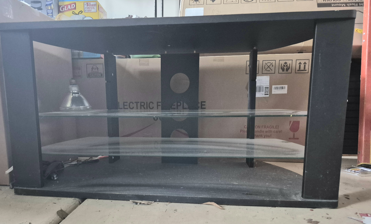 Black TV Stand with Glass Shelves - photo 2
